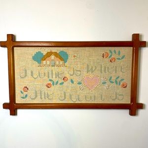 “Home is Where the Heart is” Framed Needlepoint